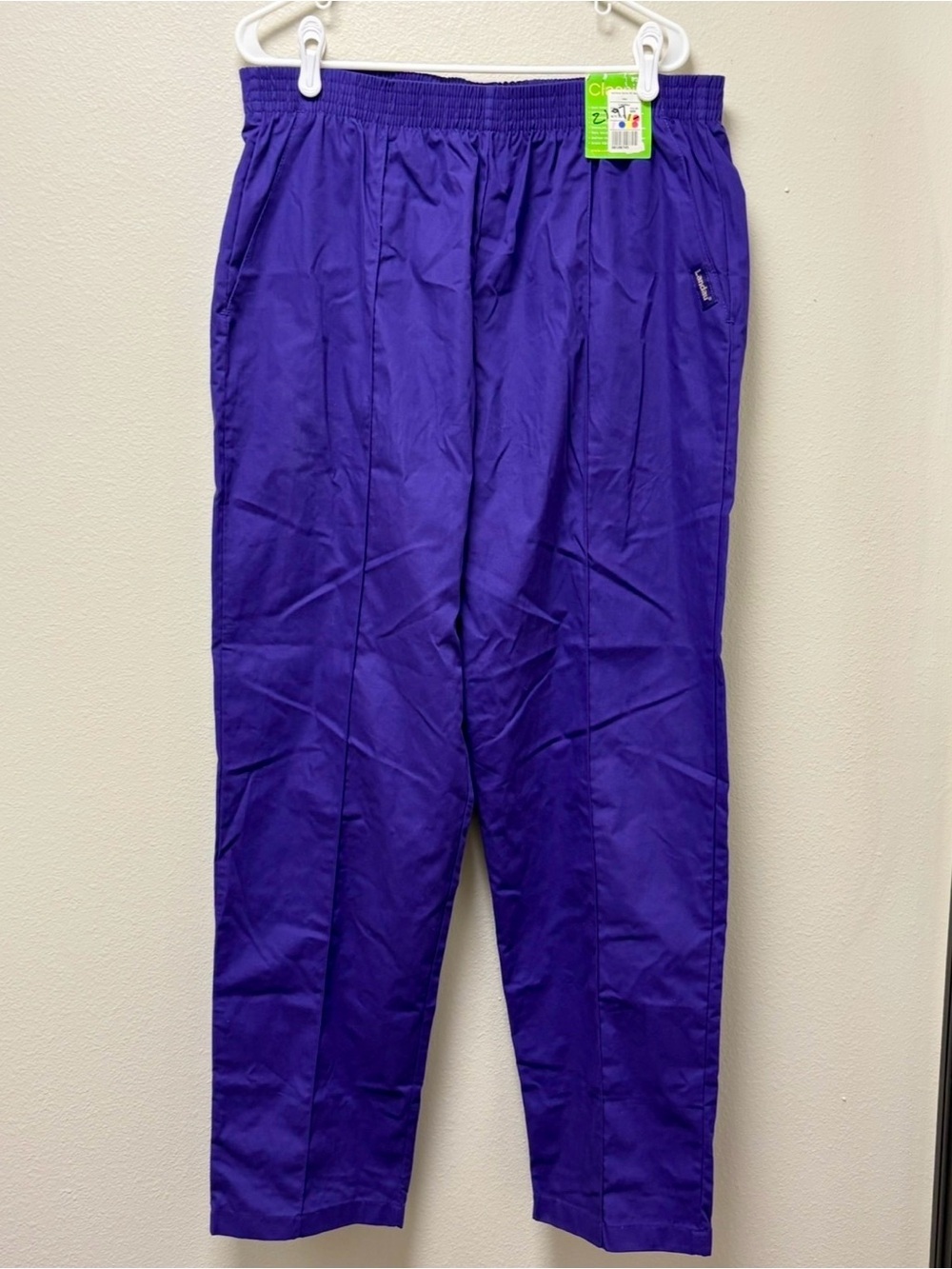 Landau Women’s Scrub Pants Purple Solid Twill Poly/Cotton 1X Large Tall